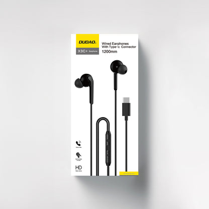 DUDAO X3C+ in-ear wired headphones with microphone and USB-C remote control 1.2m - black – image 2