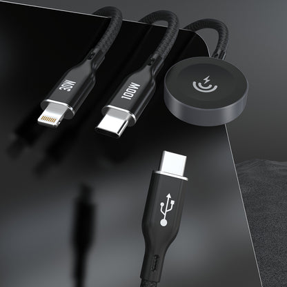 DUDAO 3in1 Cable USB-C - USB-C / iPhone Lightning / charger for Apple Watch PD 100W 1.2m - black – image 5
