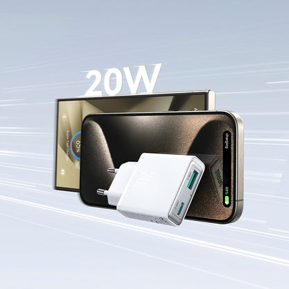 JOYROOM Small and super-slim 20W USB-A USB-C wall charger - white – image 8