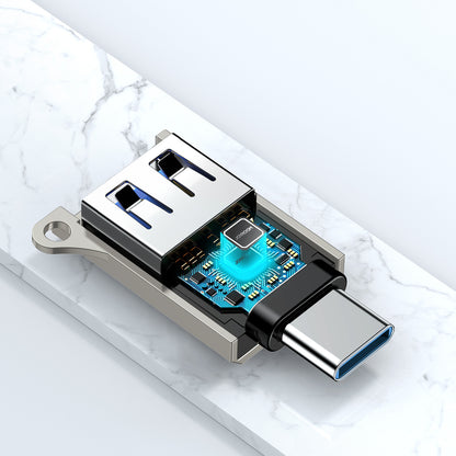 JOYROOM USB-C (male) - USB-A (female) adapter with lanyard eyelet - silver – image 3