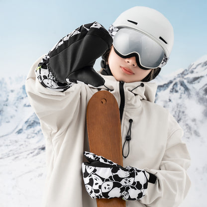 Qunature Panda Heat children's fingerless ski gloves, size S - black/white – image 8