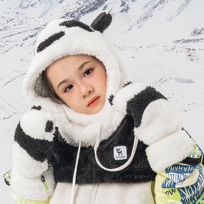 Qunature Panda ski gloves for children and adults, size S - black/white – image 2