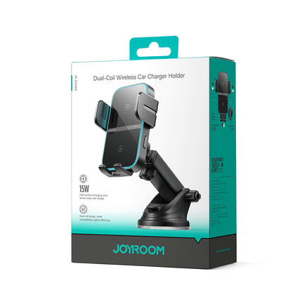 JOYROOM Phone holder with inductive charger on the dashboard - black – image 2