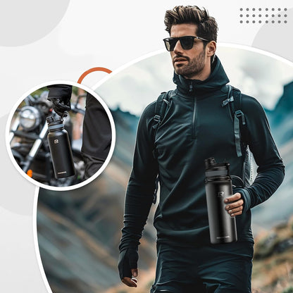 ROCKBROS Bicycle bottle, thermal bottle for drinks, stainless steel, 530 ml - black – image 3