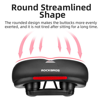 ROCKBROS Comfortable bicycle saddle with reflectors - black and red – image 2