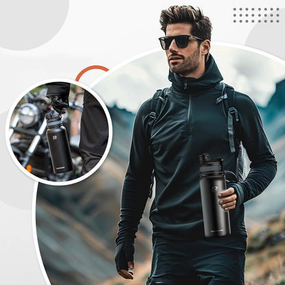 ROCKBROS Thermal bicycle bottle for drinks, 620 ml, steel - black – image 3