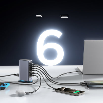 JOYROOM Charging station GaN multiport charger 65W EU 4x USB-C and 2x USB-A - dark gray – image 9