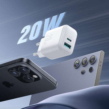 JOYROOM USB-C USB-A 20W PD QC 3.0 wall charger - white – image 9
