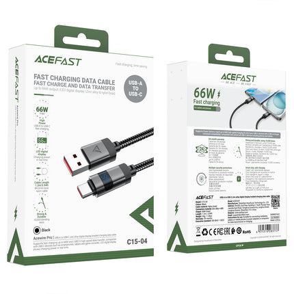 ACEFAST USB-A - USB-C cable with display 480Mb/s 66W 1.2m - black – image 5