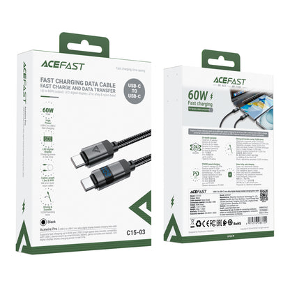 ACEFAST USB-C - USB-C cable with display 480Mb/s 66W 1.2m - black – image 5