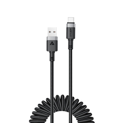 ACEFAST Spiral cable USB-A - USB-C 480Mb/s 3A 1.2m - black