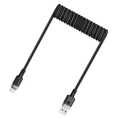 ACEFAST Spiral cable USB-A - USB-C 480Mb/s 3A 1.2m - black – image 3