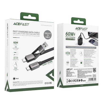 ACEFAST Cable USB-C - USB-A / USB-C 480Mb/s 3A 0.2m - black – image 8
