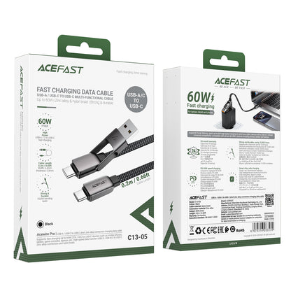 ACEFAST Cable USB-C - USB-A / USB-C 480Mb/s 3A 0.2m - black – image 8
