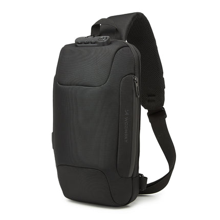 WOZINSKY Premium one-shoulder anti-theft city backpack with organizer and USB - black