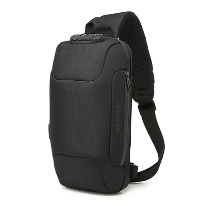 WOZINSKY Premium one-shoulder anti-theft city backpack with organizer and USB - black