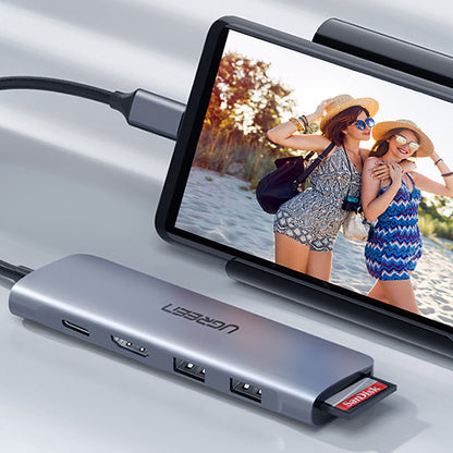 UGREEN 6in1 HUB adapter USB-C - HDMI USB-A USB-C PD SD TF reader - gray – image 8