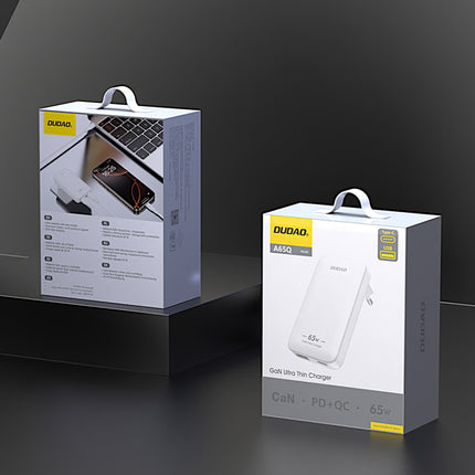 DUDAO Ultra-thin GaN 65W USB-A USB-C PD EU/US Travel Charger - White – image 4