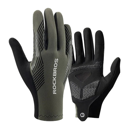 ROCKBROS Shock-absorbing cycling gloves, size L - green and black