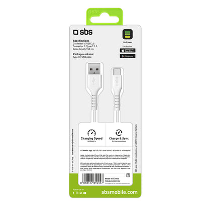 SBS USB-A - USB-C cable 1.5m - white – image 2