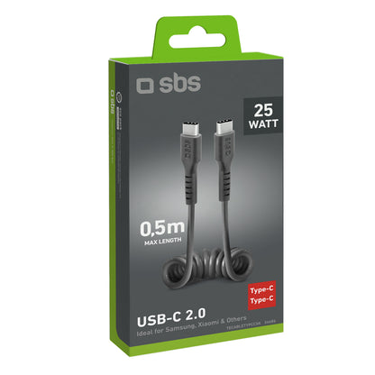 SBS USB-C spiral cable 0.5m - black – image 2
