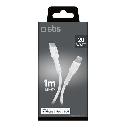 SBS MFi certified USB-C - iPhone Lightning cable 1m - white – image 8