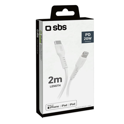 SBS USB-C - iPhone Lightning cable 2m - white – image 4