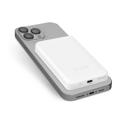 SBS Powerbank 5000 mAh USB-C compatible with MagSafe - white