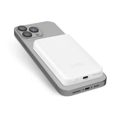 SBS Powerbank 5000 mAh USB-C compatible with MagSafe - white