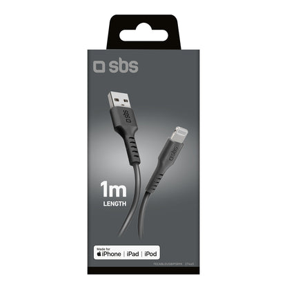 SBS MFi certified USB-A - iPhone Lightning cable 1m - black – image 2
