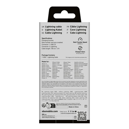 SBS USB-A - iPhone Lightning cable - white – image 3