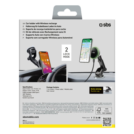 SBS Telescopic smartphone holder with MagSafe wireless charger for glass and board - black – image 7
