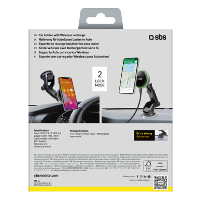SBS Telescopic smartphone holder with MagSafe wireless charger for glass and board - black – image 7