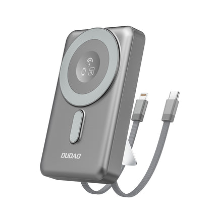 DUDAO K29 Powerbank 10000mAh MagSafe Metal Housing Stand USB-C Cables iPhone Lightning PD 20W - Gray