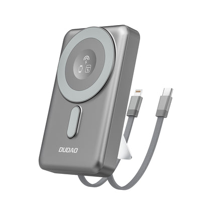 DUDAO K29 Powerbank 10000mAh MagSafe Metal Housing Stand USB-C Cables iPhone Lightning PD 20W - Gray