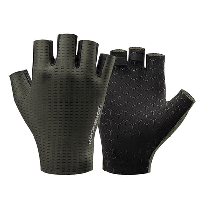 ROCKBROS Breathable fingerless cycling gloves, size L - green