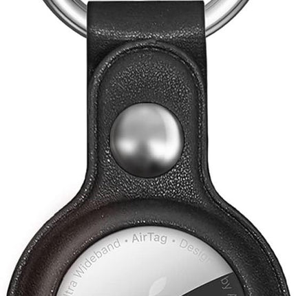 HURTEL Case for the Apple AirTag locator made of eco-leather - black