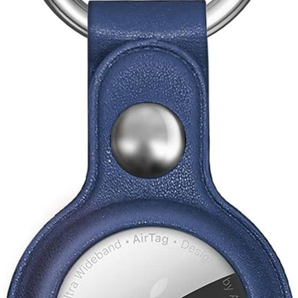 HURTEL Case for the Apple AirTag locator made of eco-leather - blue