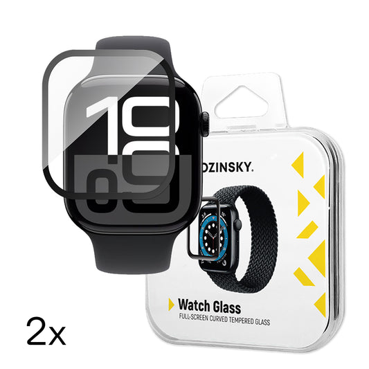 WOZINSKY Tempered glass with black frame for Apple Watch 46mm Full Glue - 2 pcs.