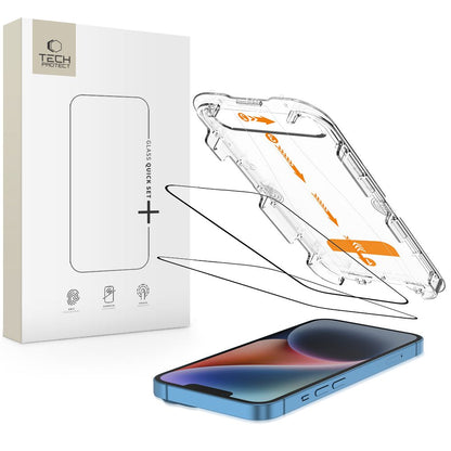 Tech-Protect Tempered glass for iPhone 13 / 13 PRO / 14 / 16e with Quick Set+ installation frame - 2 pcs.