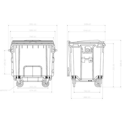 GSG24 Container for municipal waste PZH EN 840-2 DIN 1100L - yellow – image 6