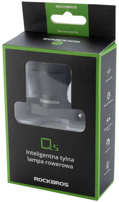 ROCKBROS Rear bicycle light with Q5 intelligent stop system - black – image 5