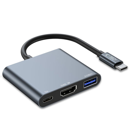 Tech-Protect 3in1 HUB USB-C to USB-A splitter USB-C PD 100W HDMI 4K 30Hz - gray