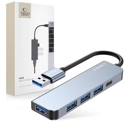 Tech-Protect 5in1 HUB USB-A to USB-A USB-C splitter - gray