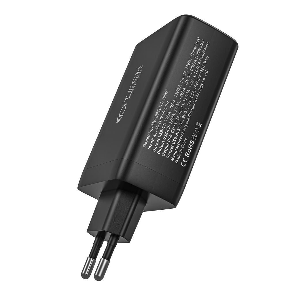 Tech-Protect GaN 3x USB-C PD USB-A QC 100W network charger - black – image 3