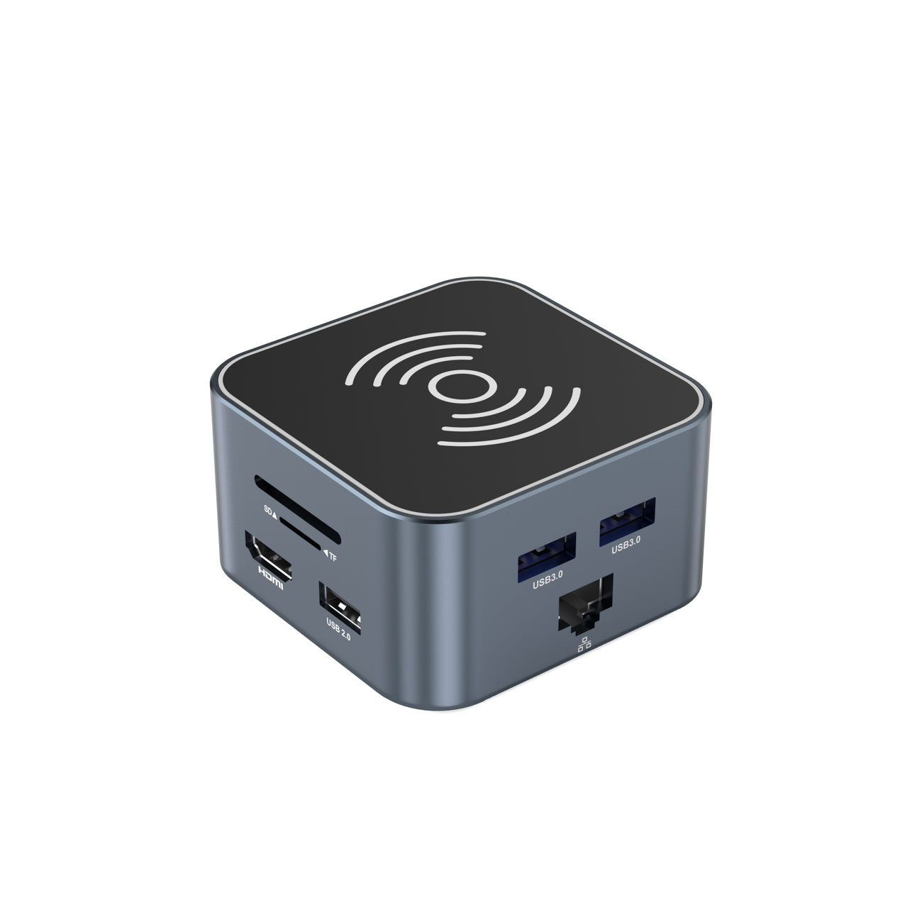 WOZINSKY 12in1 Hub with wireless charger USB-A USB-C HDMI RJ45 SD TF mini jack - gray – image 2