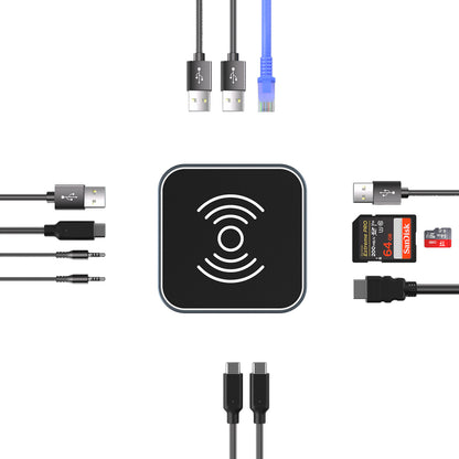 WOZINSKY 12in1 Hub with wireless charger USB-A USB-C HDMI RJ45 SD TF mini jack - gray – image 5