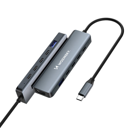 WOZINSKY 6in1 Hub USB-A USB-C DisplayPort HDMI splitter - gray – image 2