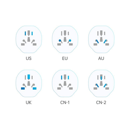 Tech-Protect UK/US/AU/FI/CN-1/CN-2 to EU travel adapter - white – image 5