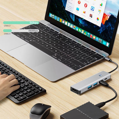 Tech-Protect 5in1 HUB Adapter USB-C PD USB-A HDMI 4K 60Hz 100W - gray – image 8